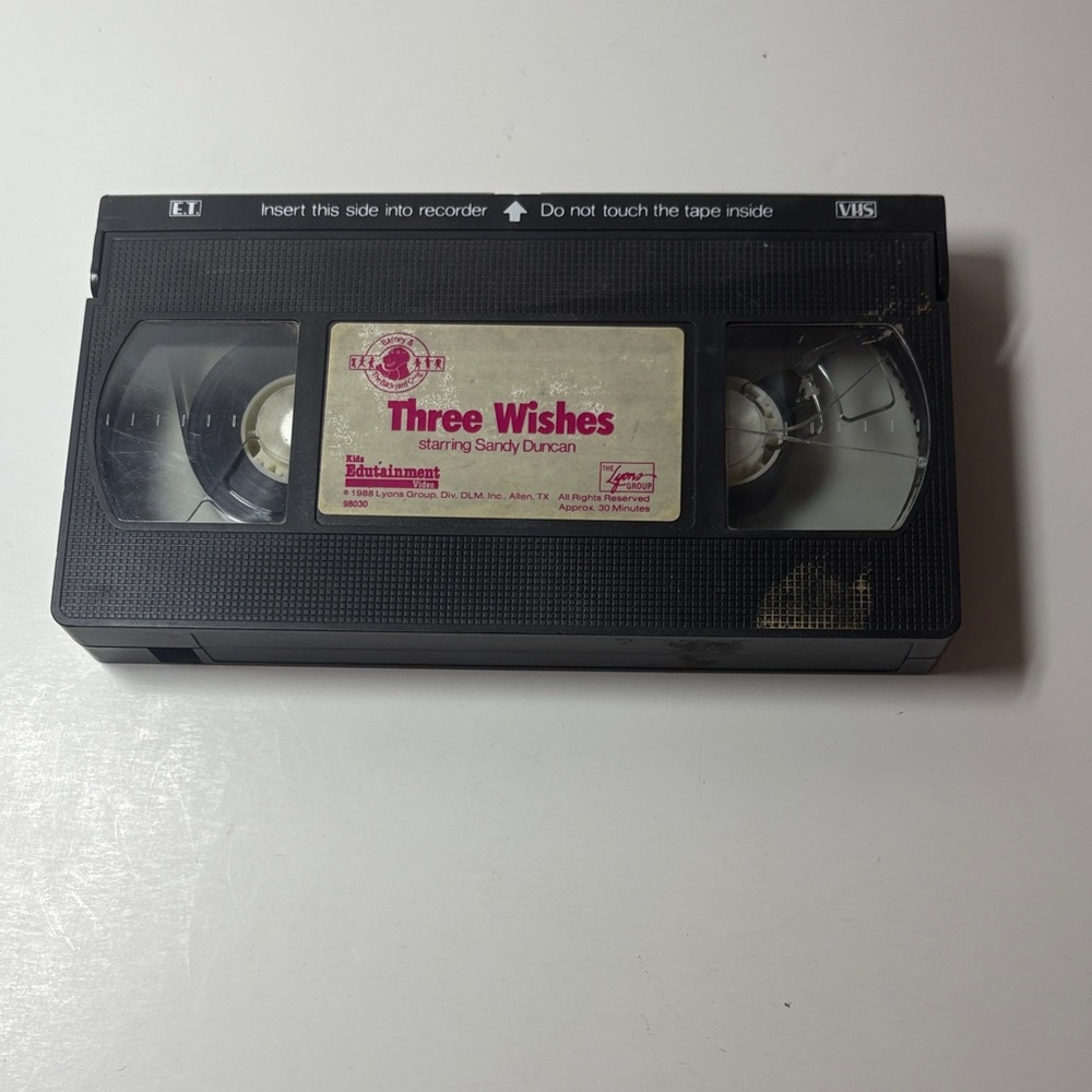 80s Barney VHS Tape - Three Wishes Staring Sandy Duncan